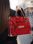 Çiçekçi - Luxury Kırmızı gül çanta 